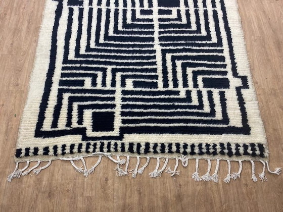 Traditioneel handgeweven Berberkleed, zwart-wit, maat 3/3 meter – Accupunto, Vloerkleden en tapijten, Wool (photo 2 of 9)