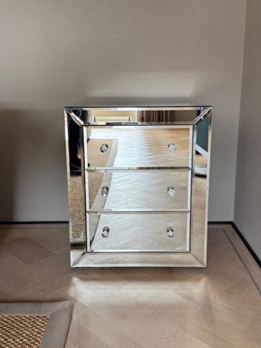 Eichholtz Brera Bedside Table – Mirrored – 3 lades – zeldzaam model