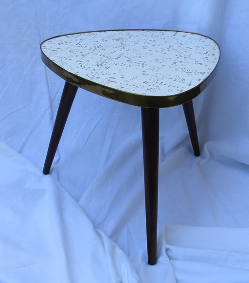 Mesa con forma de riñón, mesa auxiliar, mesa para flores, trípode, taburete para flores de 3 patas, banco para flores