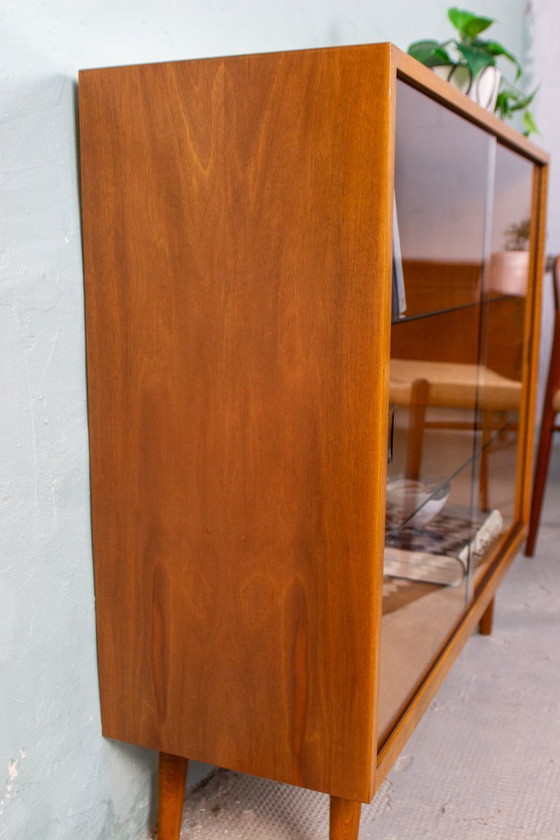 Image 1 of Vintage vitrinekast, boekenkast, ladekast, dressoir, teak, walnoot, jaren 60