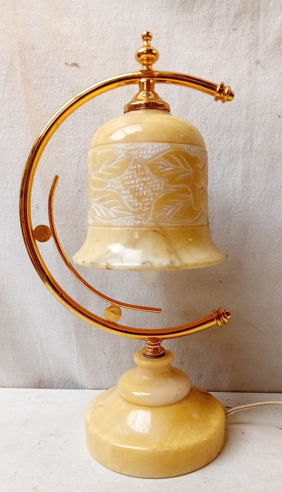 Vintage Albasten Bellamp – Verlichting, Metaal, Steen (photo 2 of 6)