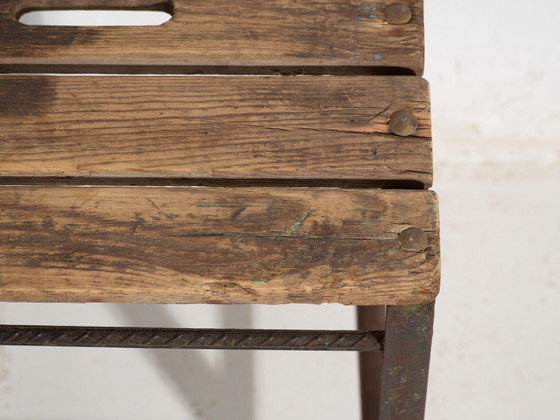 Tabouret industriel ancien en bois de pin et fer – Europe Centrale, circa 1950 – Iron, Industrieel (photo 38 of 40)