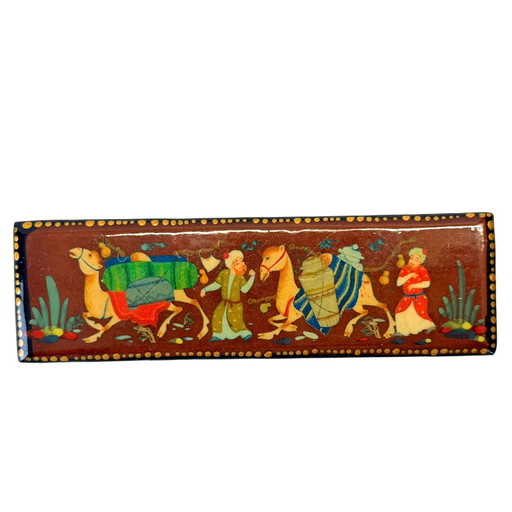 Vintage Lacquer Box with Caravan Scene – Hand-painted