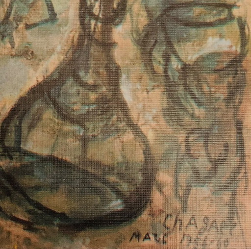 Marc Chagall: "Les Amoureuy en Gris" (Grey Love). Signed in the plate.