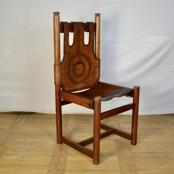Image 1 of 8x Vintage Leather Dining Chairs 1970s