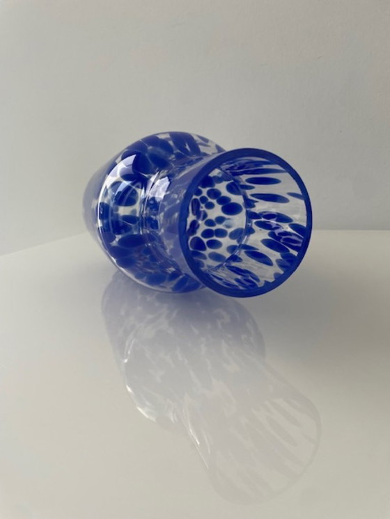 Image 1 of Mouth-blown designer carafe/vase sapphire blue – unique