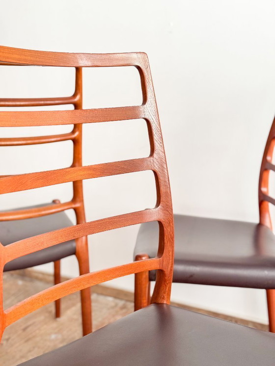 Image 1 of Niels O. Møller Modell 82, Embassy-Stühle aus Teakholz und Leder, 6er-Set, für J.L. Moller