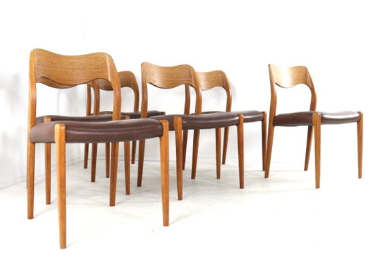 Set 6 Niels O Moller Model 71 Stoelen Teak Vintage Deens – Niels Otto Møller, Eetkamerstoelen, Leather (photo 14 of 17)