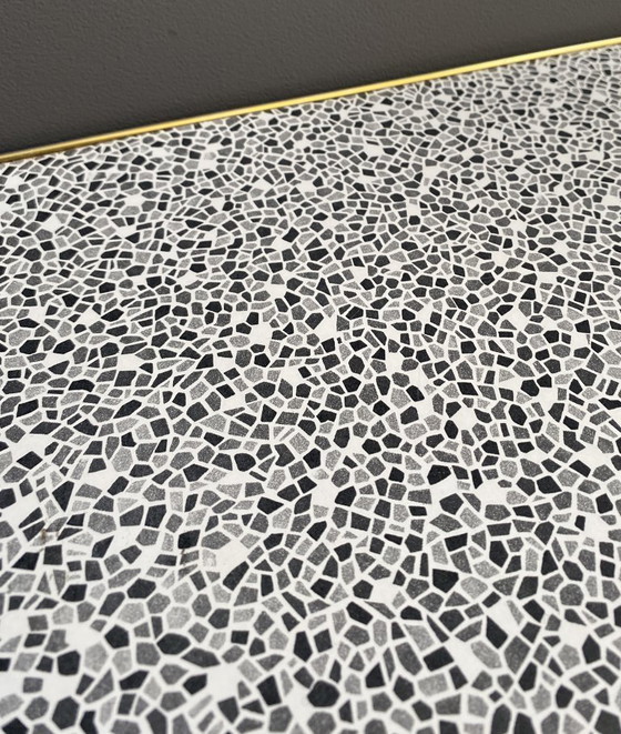 Image 1 of rectangular formica coffee tabel balck and white 1960s