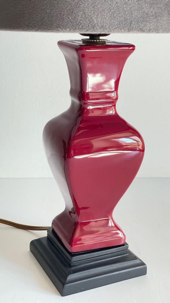 Image 1 of Lampe Chic Céramique Et Velours Vintage