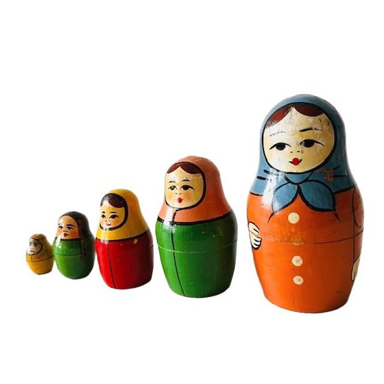 Image 1 of Ensemble de poupées russes Matriochka vintage, peintes à la main, années 1960