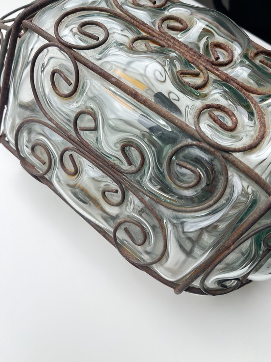Image 1 of Vintage Murano wrought iron lantern | Glass blown into metal