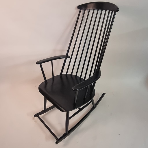 Sedia a dondolo nera vintage