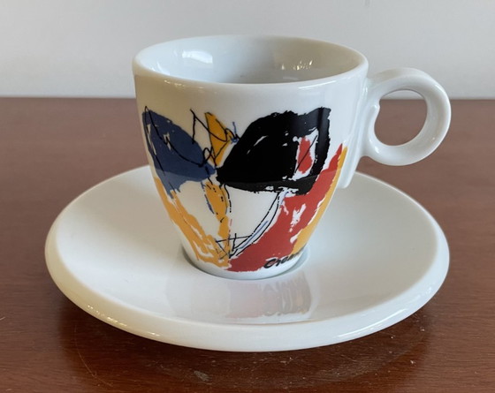 Due tazzine da caffè espresso con piattini, motivo astratto, Jan Cremer, Stoviglie, Ceramica, Porcellana (foto 4 di 12)