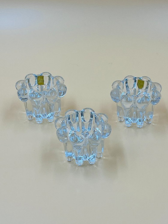 Image 1 of Set di 3 candelieri in vetro vintage – Vetreria Reims