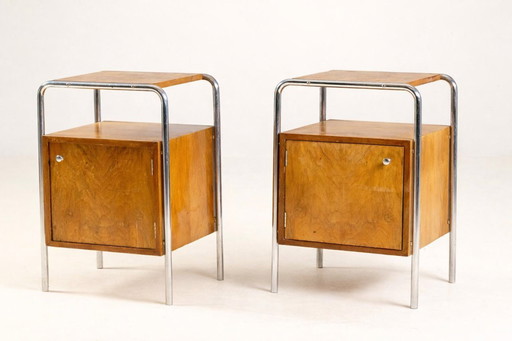 Pair of Bedside Tables, 1930s–1940s, Czechoslovakia