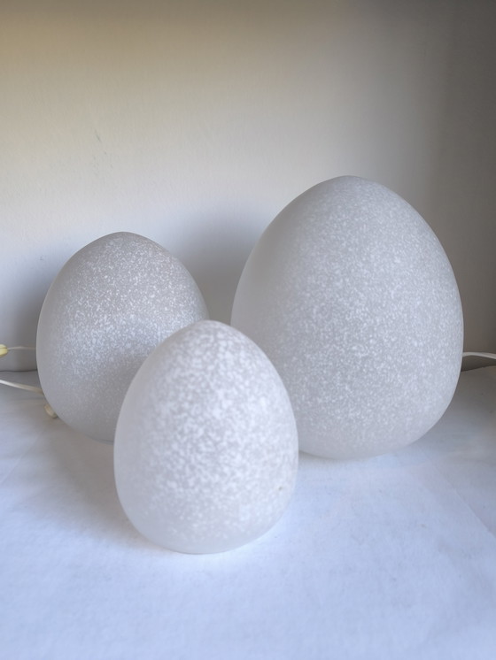 Image 1 of Lot de 3 lampes vintage en verre Clichy Egg