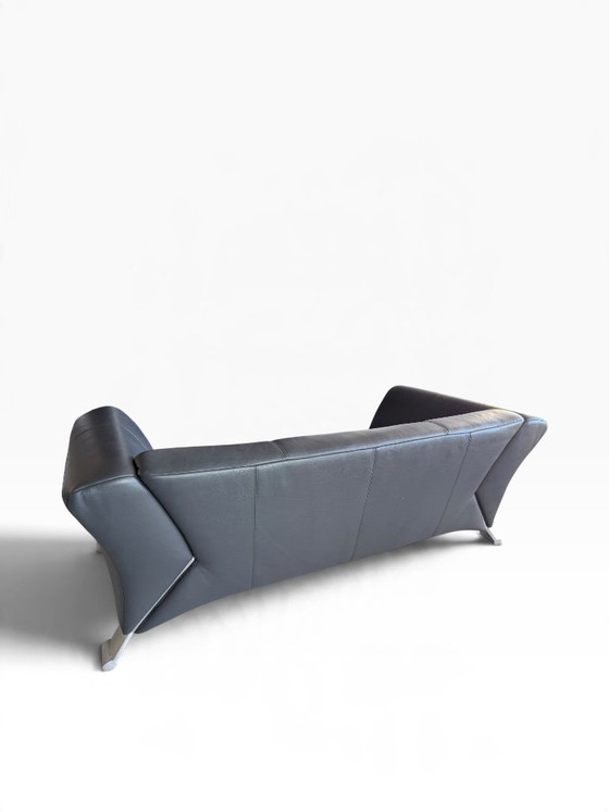 Rolf Benz 322 – Divano 2 posti in pelle nera – Divani 2 posti, Metallo (photo 6 of 7)