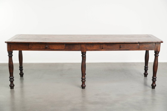 Exceptionnelle Table de salle à manger de ferme XXL anglaise en chêne du début du 19e siècle avec une (photo 2 of 13)