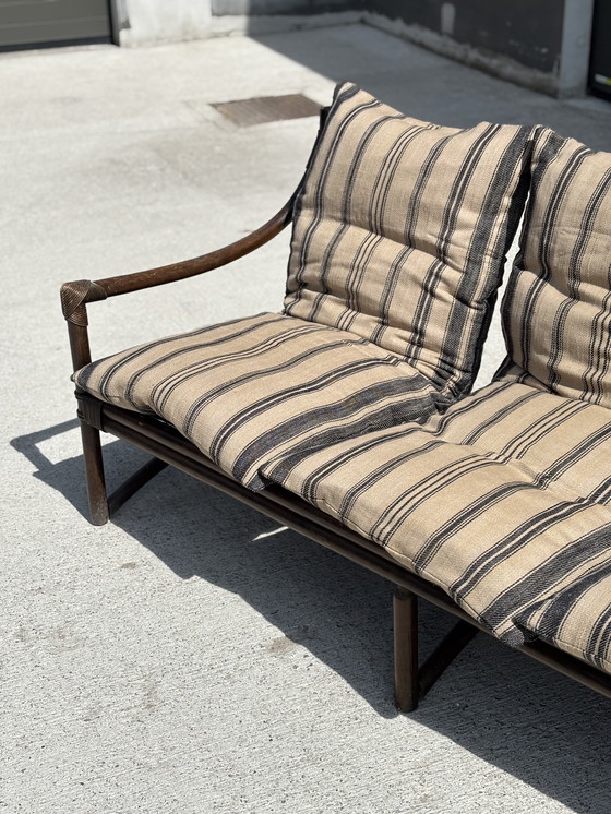 Image 1 of Vintage 3-seater bamboo sofa - new cushions - boho / safari style