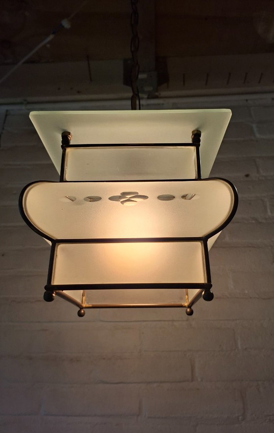 Hanging Ceiling light - Copper - Art Deco Amsterdam School., Amsterdamse school, Transparent (photo 6 of 15)
