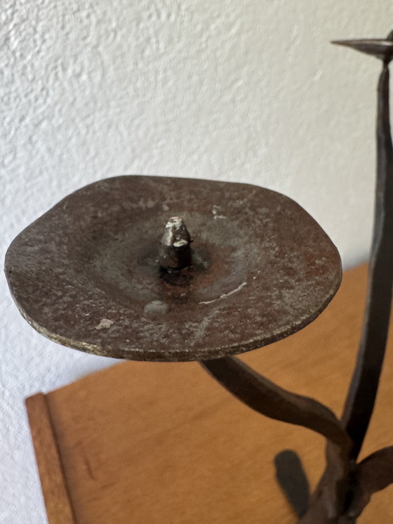 Image 1 of 60's Brutalist style wrought iron candlestick