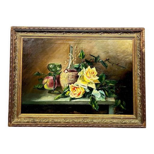 Charles de Naeyer ( ) Still life with roses – schilderijen tekeningen, Canvas