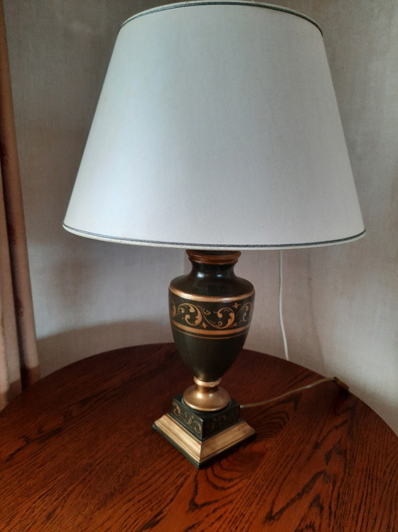Green Earthenware Kullmann Large Table Lamp – Ceramic, Textile (photo 3 of 5)