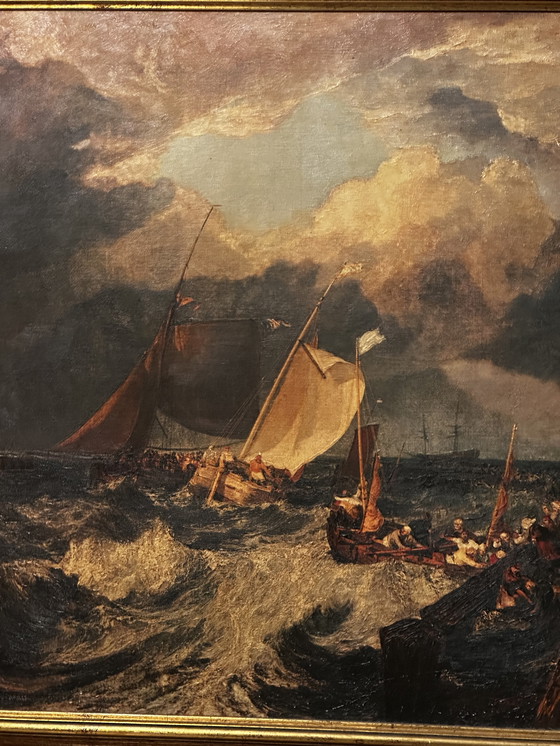 Image 1 of D'après J.M.W. Turner (1775-1851) - Jetée de Calais - Huile sur toile encadrée 104 x 81 cm
