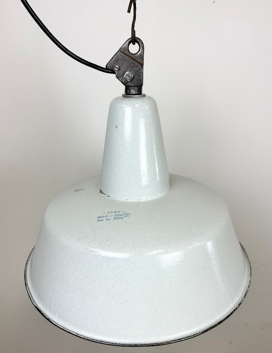 Image 1 of Large Industrial Grey Enamel Factory Pendant Lamp from Zaos, 1960s