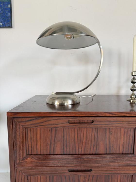 Image 1 of Vintage Chrome Art Deco Table Lamp, Hillebrand Style ‘70s