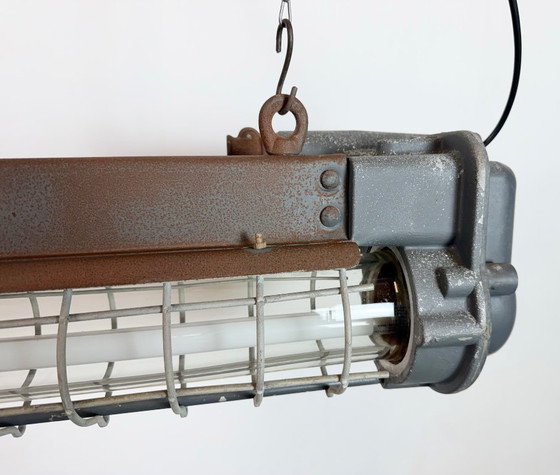 Image 1 of Grijze industriële hanglamp met buisconstructie van Elektrosvit, jaren 70.
