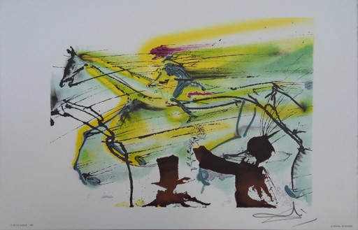 Salvador Dali: The Horses, The Racehorse, Signed Lithograph – lithos zeefdrukken, Paper