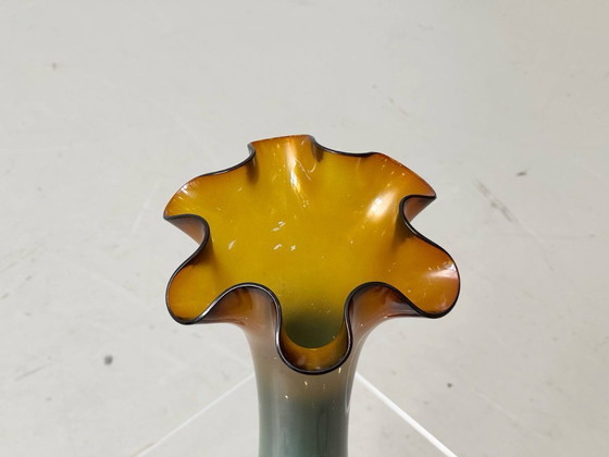 Image 1 of Colored glass vase with a wavy rim, 1970s