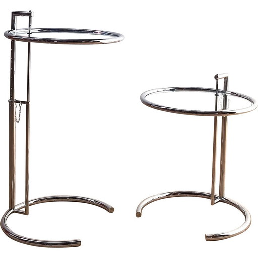 E1027 table basse vintage en verre et métal par Eileen Gray