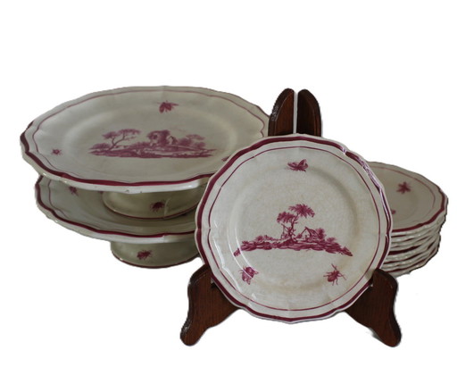 Dessertservice Gien Originalmodell "Rosa Landschaft" (1866)