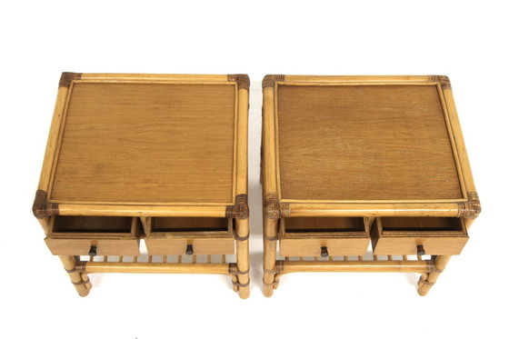 Image 1 of 2er-Set Nachttische aus Rattan, Dux, Schweden, 1960