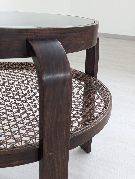 Image 1 of Gustavo Pulitzer Finali - Coffee Table - Wood, Glass, Vienna Straw