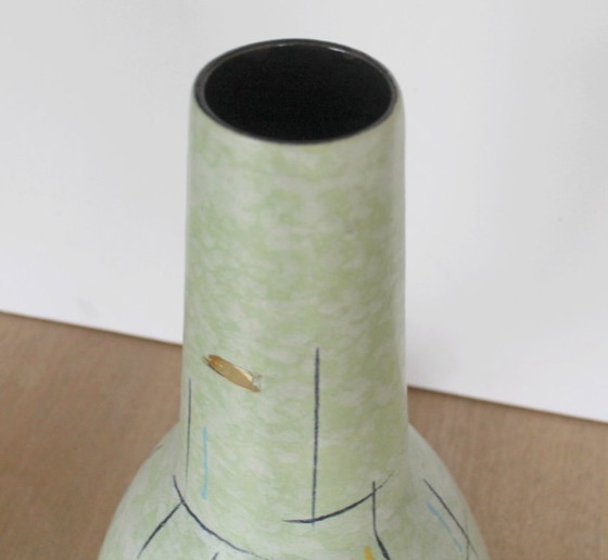 Image 1 of Vaso da terra Scheurich, anni '50, con residui dell'etichetta originale Europ Linie, Germania Ovest, era atomica