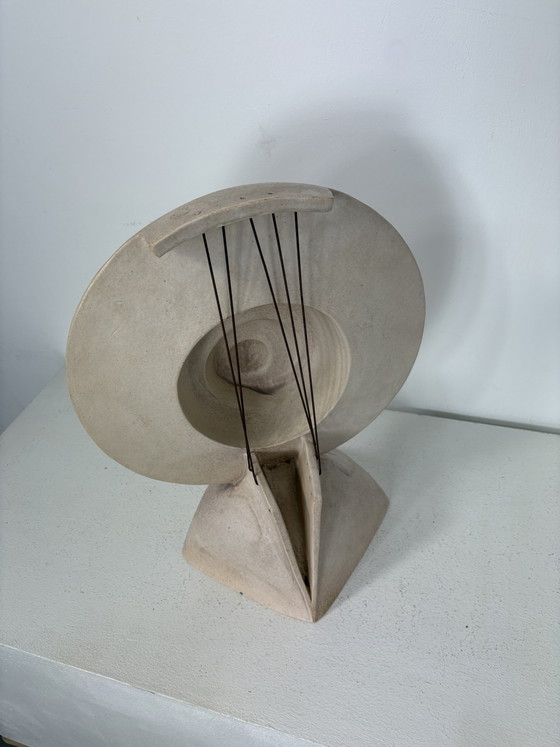 Image 1 of Large Brutalist Ceramic Sculpture with Circular Shapes Geometric Shape Woman ca. 1970