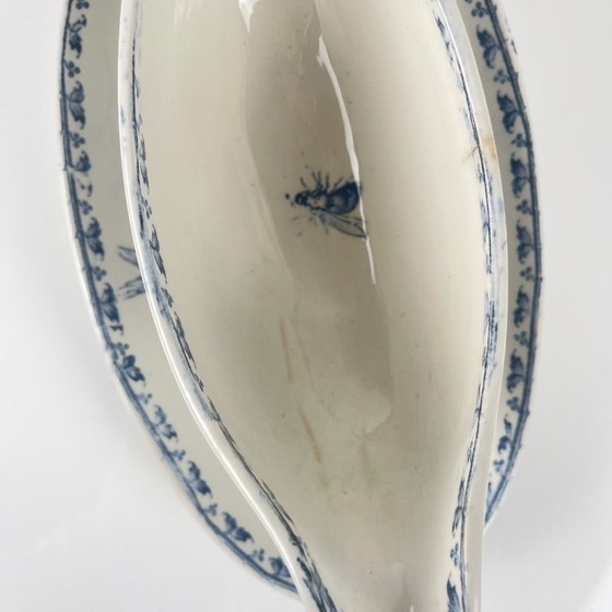 Image 1 of Ironstone gravy boat "Carmen", Sarreguemines, blue, 1875-1900