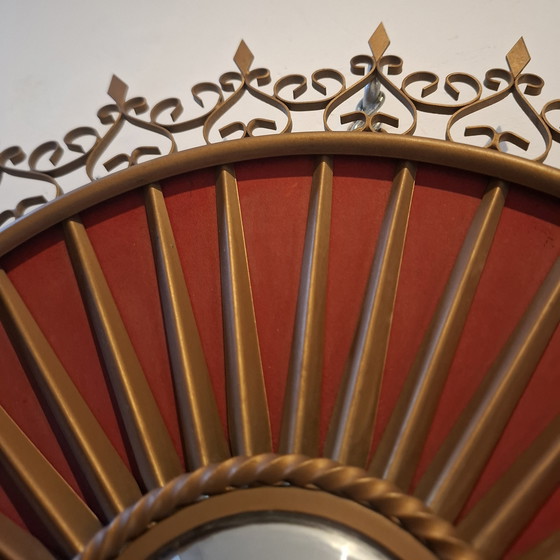 Image 1 of Rare miroir soleil chaty vallauris 42cm verre convexe 1960