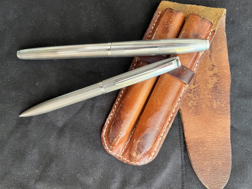 Bossert & Erhard (EBOS) Schreibset aus Sterlingsilber 925 – 14-Karat-Goldfeder – cadeaus, Silver