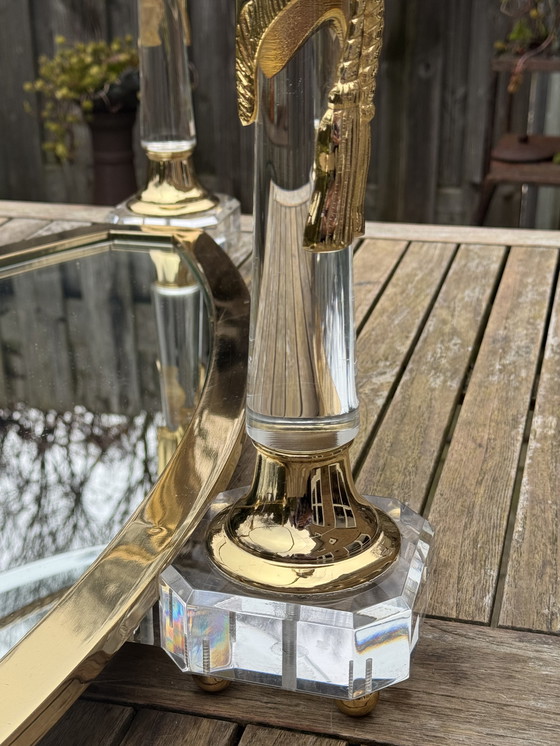 Image 1 of Tavolino da caffè Hollywood Regency | Italiano, dorato e a specchio | ca. 1975)