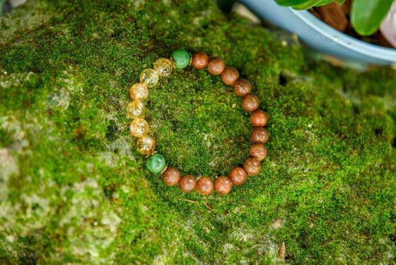 Image 1 of Sandalwood, Citrine & Jade Mala, Yoga Accessories, Hand-Knotted Mala, Meditation Japa mala, 108 Buddhist Beaded Mala, Yoga Lover