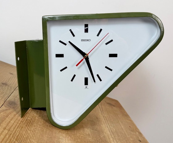Horloge murale double face Seiko Ships verte vintage, années 1970 – Pendules, Glass, Iron (photo 14 of 18)