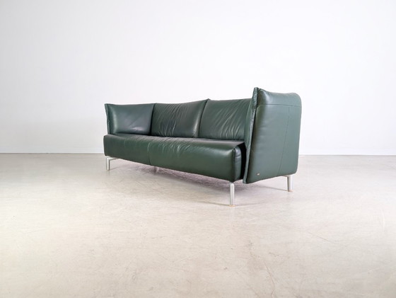 Image 1 of Original Rolf Benz Sofa Leder Design Couch dunkelgrün Zweisitzer