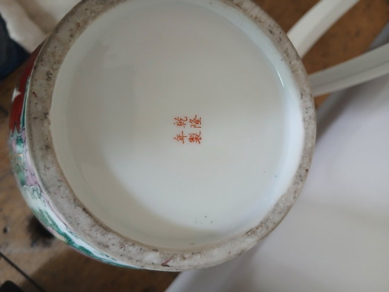 Image 1 of Magnífico jarrón Canton "Medallón Rosa" – Porcelana – 42 cm