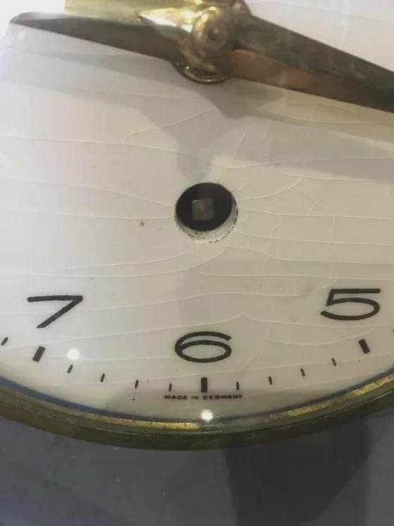 Orologio da parete Hettich Schwenningen, cassa blu turchese, anni '50-'60, Oggetti decorativi, Plastica, Ottone (foto 3 di 5)