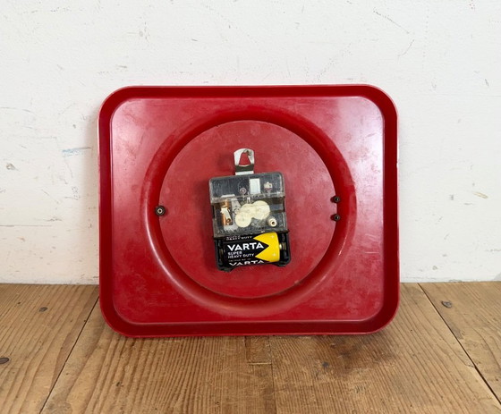 Image 1 of Vintage Red Plastic Wall Clock from Prim, 1970s